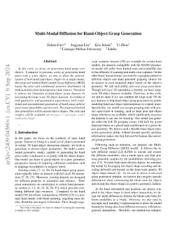 Multi-Modal Diffusion for Hand-Object Grasp Generation