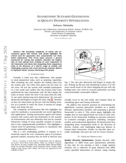 Algorithmic Scenario Generation as Quality Diversity Optimization