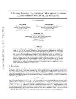 A Sample Efficient Alternating Minimization-based Algorithm For Robust
  Phase Retrieval