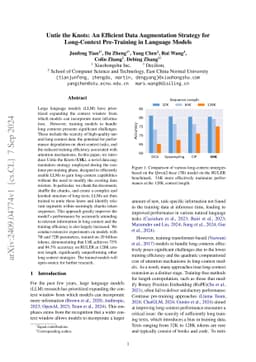 Untie the Knots: An Efficient Data Augmentation Strategy for
  Long-Context Pre-Training in Language Models