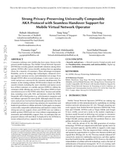 Strong Privacy-Preserving Universally Composable AKA Protocol with
  Seamless Handover Support for Mobile Virtual Network Operator