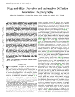 Plug-and-Hide: Provable and Adjustable Diffusion Generative
  Steganography