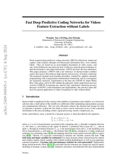 Fast Deep Predictive Coding Networks for Videos Feature Extraction
  without Labels