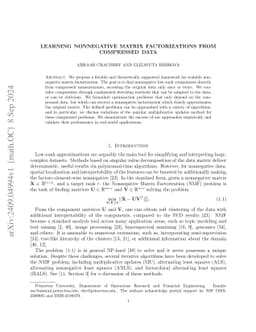 Learning nonnegative matrix factorizations from compressed data