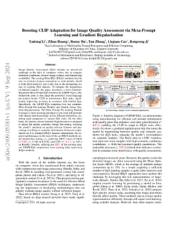 Boosting CLIP Adaptation for Image Quality Assessment via Meta-Prompt
  Learning and Gradient Regularization