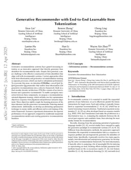 Generative Recommender with End-to-End Learnable Item Tokenization