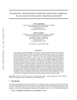 SciAgents: Automating scientific discovery through multi-agent
  intelligent graph reasoning