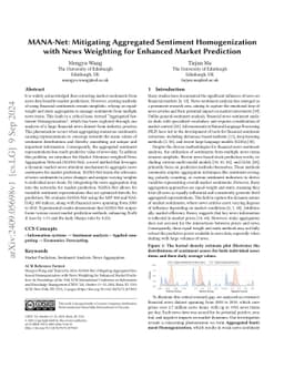 MANA-Net: Mitigating Aggregated Sentiment Homogenization with News
  Weighting for Enhanced Market Prediction