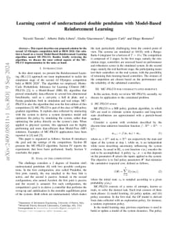 Learning control of underactuated double pendulum with Model-Based
  Reinforcement Learning
