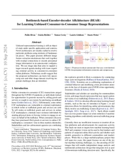 Bottleneck-based Encoder-decoder ARchitecture (BEAR) for Learning
  Unbiased Consumer-to-Consumer Image Representations