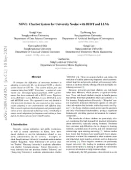NOVI : Chatbot System for University Novice with BERT and LLMs