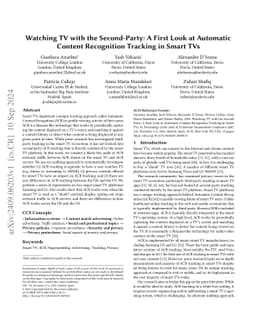 Watching TV with the Second-Party: A First Look at Automatic Content
  Recognition Tracking in Smart TVs