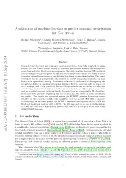 Applications of machine learning to predict seasonal precipitation for
  East Africa