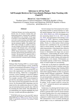 Inference is All You Need: Self Example Retriever for Cross-domain
  Dialogue State Tracking with ChatGPT