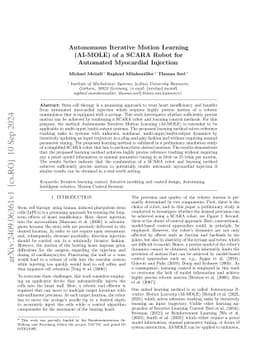 Autonomous Iterative Motion Learning (AI-MOLE) of a SCARA Robot for
  Automated Myocardial Injection