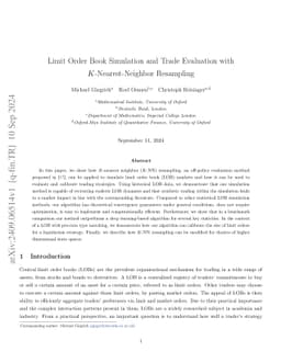 Limit Order Book Simulation and Trade Evaluation with
  $K$-Nearest-Neighbor Resampling