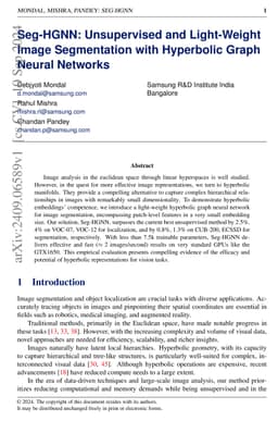 Seg-HGNN: Unsupervised and Light-Weight Image Segmentation with
  Hyperbolic Graph Neural Networks