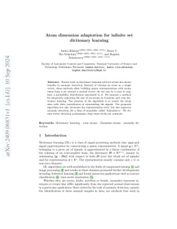 Atom dimension adaptation for infinite set dictionary learning