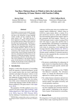 You Have Thirteen Hours in Which to Solve the Labyrinth: Enhancing AI
  Game Masters with Function Calling