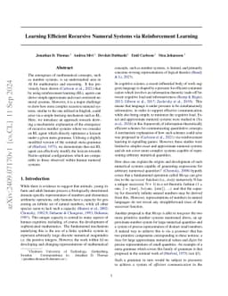 Learning Efficient Recursive Numeral Systems via Reinforcement Learning