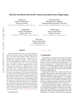 Phy124: Fast Physics-Driven 4D Content Generation from a Single Image