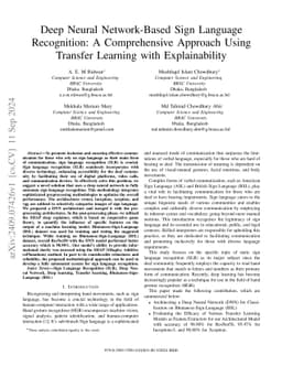 Deep Neural Network-Based Sign Language Recognition: A Comprehensive
  Approach Using Transfer Learning with Explainability