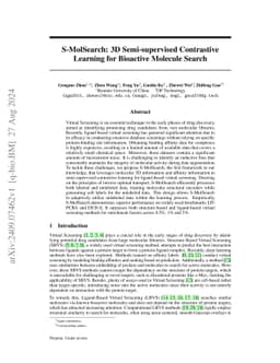 S-MolSearch: 3D Semi-supervised Contrastive Learning for Bioactive
  Molecule Search