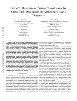 DS-ViT: Dual-Stream Vision Transformer for Cross-Task Distillation in
  Alzheimer's Early Diagnosis
