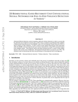 2D bidirectional gated recurrent unit convolutional Neural networks for
  end-to-end violence detection In videos