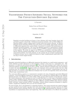 Transformed Physics-Informed Neural Networks for The
  Convection-Diffusion Equation