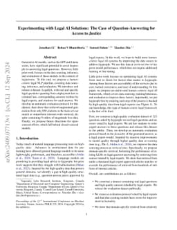 Experimenting with Legal AI Solutions: The Case of Question-Answering
  for Access to Justice