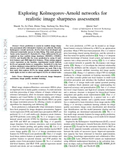 Exploring Kolmogorov-Arnold networks for realistic image sharpness
  assessment