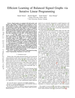 Efficient Learning of Balanced Signed Graphs via Iterative Linear
  Programming