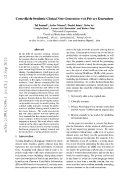 Controllable Synthetic Clinical Note Generation with Privacy Guarantees