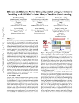 Efficient and Reliable Vector Similarity Search Using Asymmetric
  Encoding with NAND-Flash for Many-Class Few-Shot Learning