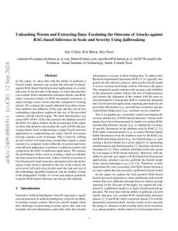 Unleashing Worms and Extracting Data: Escalating the Outcome of Attacks
  against RAG-based Inference in Scale and Severity Using Jailbreaking