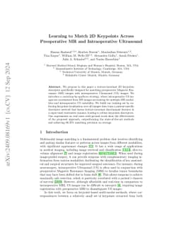 Learning to Match 2D Keypoints Across Preoperative MR and Intraoperative
  Ultrasound