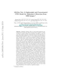 AD-Lite Net: A Lightweight and Concatenated CNN Model for Alzheimer's
  Detection from MRI Images