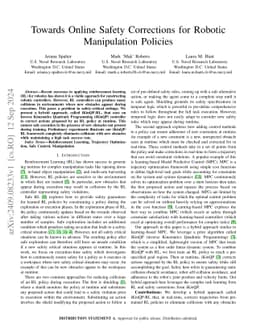 Towards Online Safety Corrections for Robotic Manipulation Policies