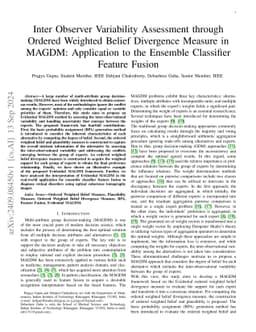 Inter Observer Variability Assessment through Ordered Weighted Belief
  Divergence Measure in MAGDM Application to the Ensemble Classifier Feature
  Fusion
