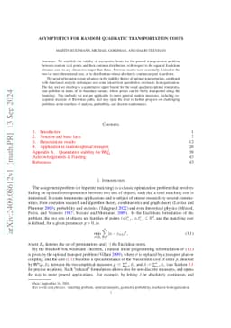 Asymptotics for Random Quadratic Transportation Costs