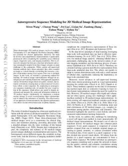 Autoregressive Sequence Modeling for 3D Medical Image Representation