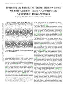 Extending the Benefits of Parallel Elasticity across Multiple Actuation Tasks: A Geometric and Optimization-Based Approach