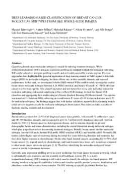Deep learning-based classification of breast cancer molecular subtypes
  from H&E whole-slide images