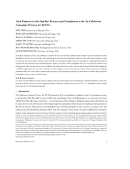 Dark Patterns in the Opt-Out Process and Compliance with the California
  Consumer Privacy Act (CCPA)