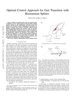 Optimal Control Approach for Gait Transition with Riemannian Splines