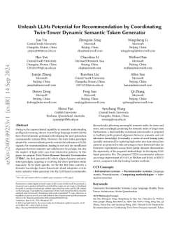 Unleash LLMs Potential for Recommendation by Coordinating Twin-Tower
  Dynamic Semantic Token Generator