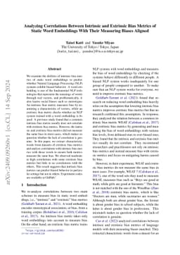 Analyzing Correlations Between Intrinsic and Extrinsic Bias Metrics of
  Static Word Embeddings With Their Measuring Biases Aligned