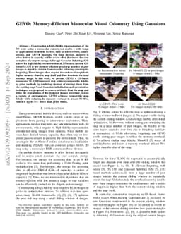 GEVO: Memory-Efficient Monocular Visual Odometry Using Gaussians