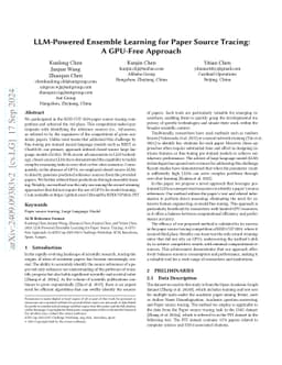 LLM-Powered Ensemble Learning for Paper Source Tracing: A GPU-Free
  Approach